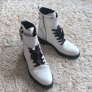 Sam Edelman White Jennifer Studded Combat Boot